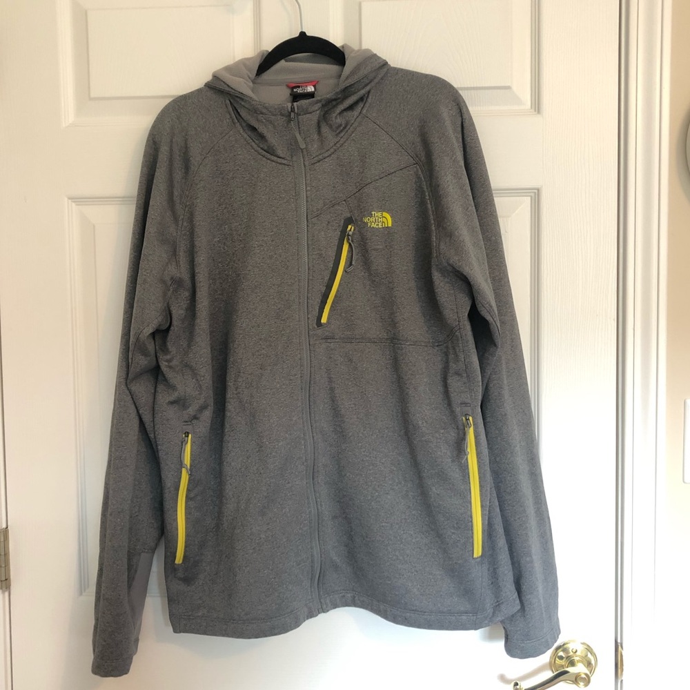Grey and yellow Northface Zip up